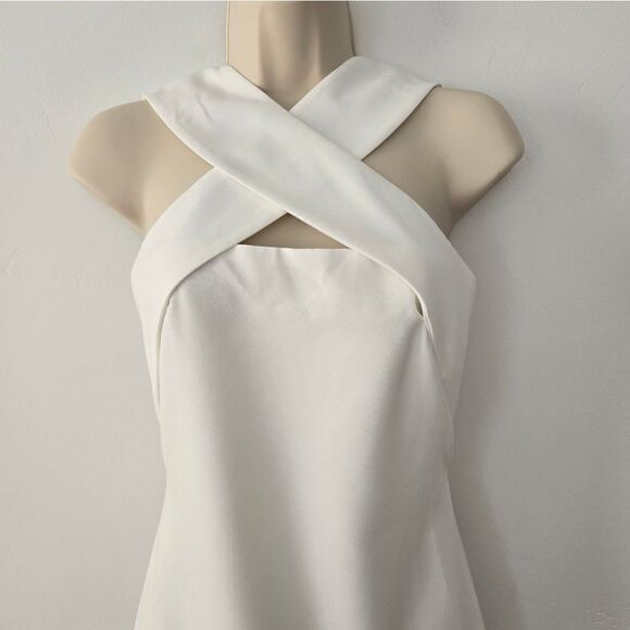 Halston Andie Crossover Neck Cocktail Dress NWOT Unhemmed - Picture 5 of 11